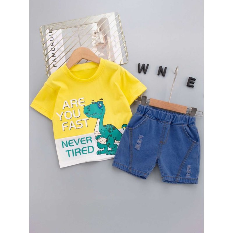 Baby Animal Print T-Shirt Combo 1-Pieces Solid Shorts Sets