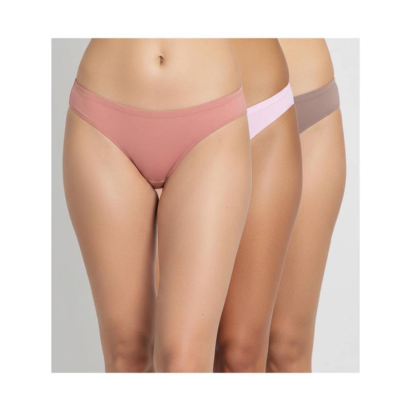 Zivame Multi-Color Low Rise Full Coverage Bikini Panty (Pack of 3) (L)