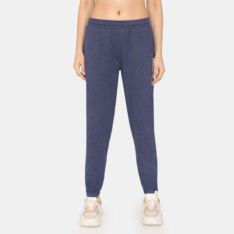 Zivame Rosaline Bounds Easy Movement Relaxed Pants - Ocean Cavern (L)