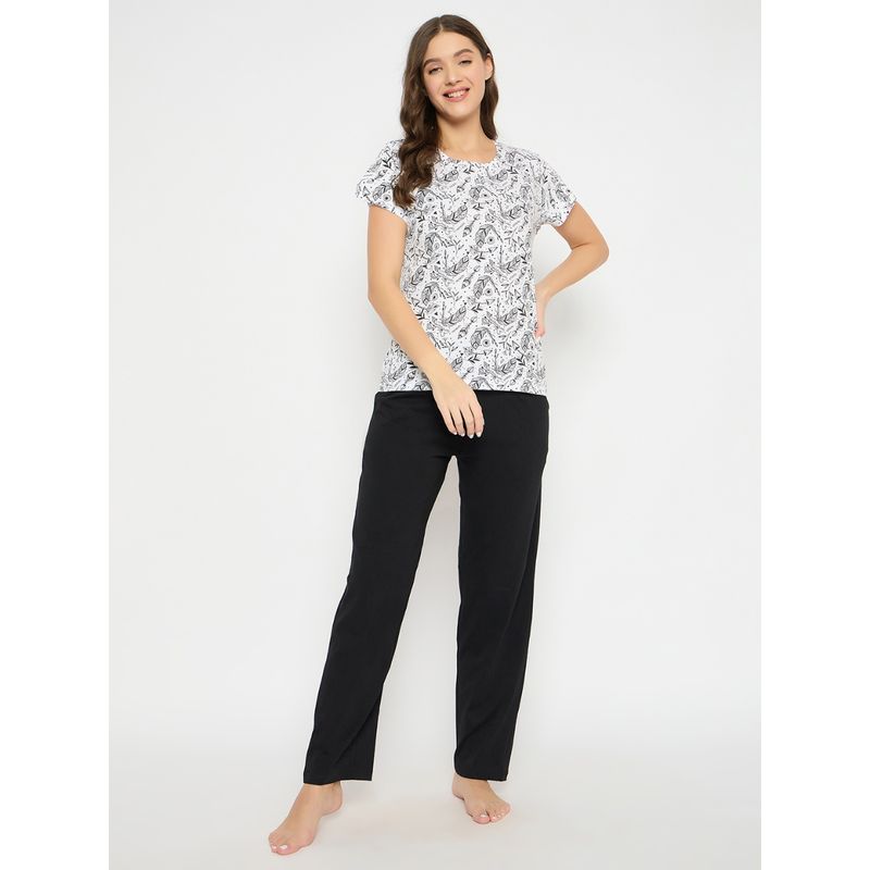 Clovia Printed Button Down Shirt and Pyjama (Set of 2) (3XL)