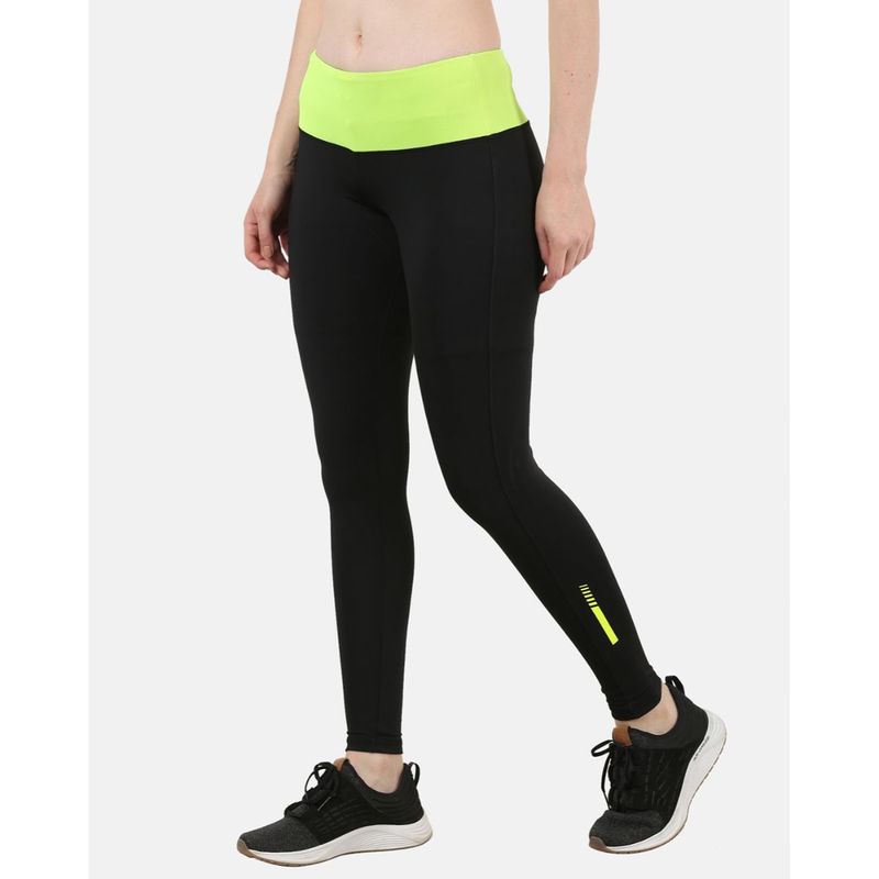 The Dance Bible High Waist Neon Band Black Sports Leggings for Women (S)