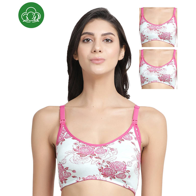 Inner Sense Organic Antimicrobial Soft Nursing Bra Pack of 3 - Pink (32B)