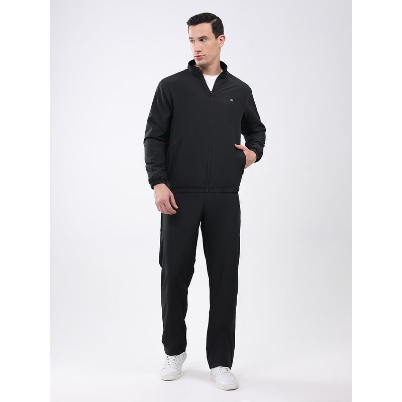 Monte Carlo Black Solid Regular Fit Jacket with Trackpant (2XL)