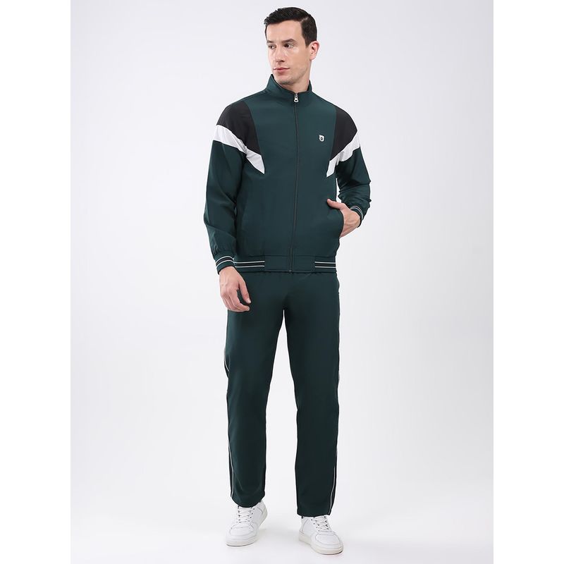 Monte Carlo Green Colorblock Regular Fit Jacket with Trackpant (XL)