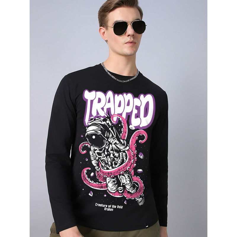 Bewakoof Men Black Trapped Graphic Printed T-Shirt (S)