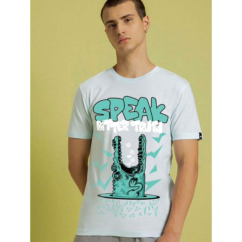 Bewakoof Men Ice Blue Bitter Truth Graphic Printed T-Shirt (S)