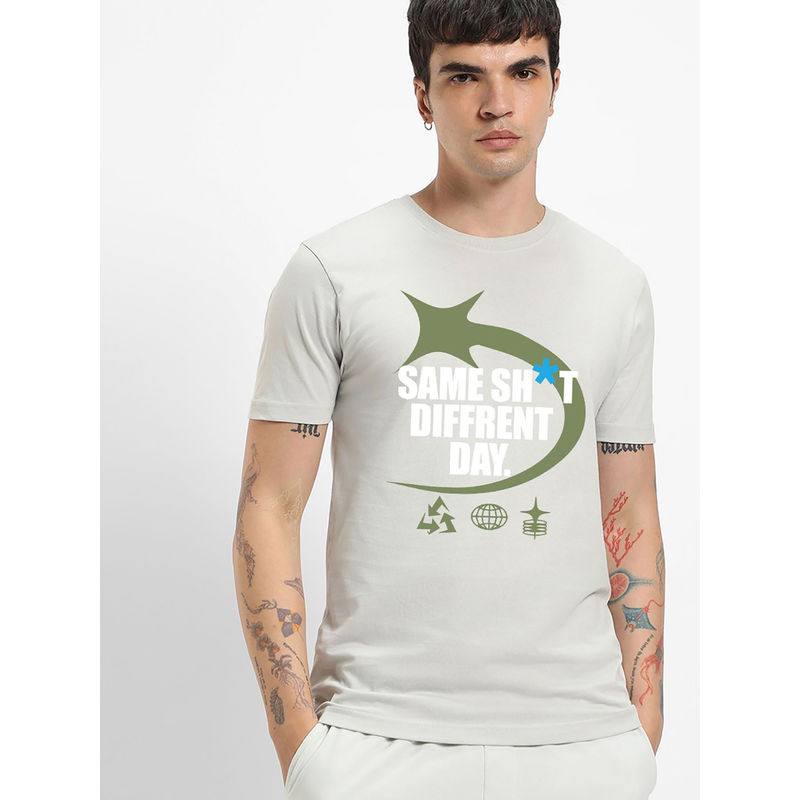 Bewakoof Men's Grey Shit Graphic Printed T-shirt (S)