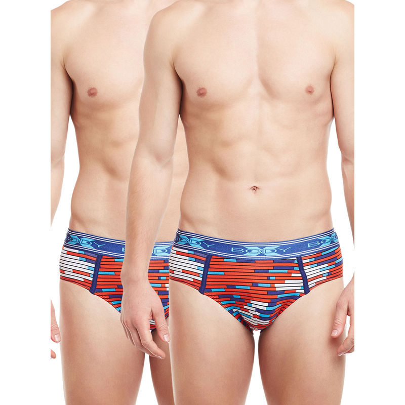 BODYX Men's Multi-Color Printed Cotton Briefs By Body Care (Pack of 2) (S)