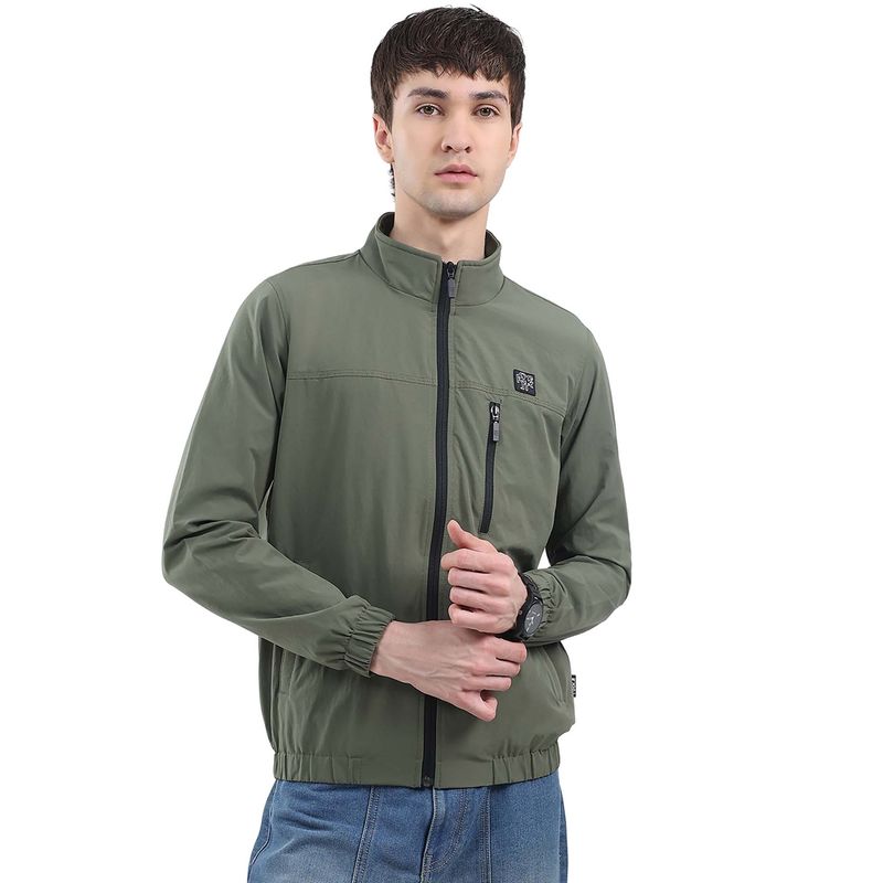Rock.it Men Green High Neck Full Sleeves Jacket (L)