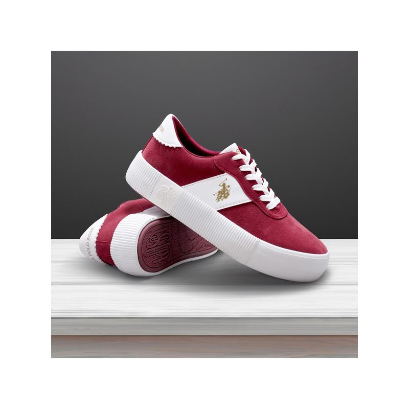 U.S. POLO ASSN. Women Maroon Cordela 3.0 Colourblocked Comfort Insole Sneakers (UK 4)