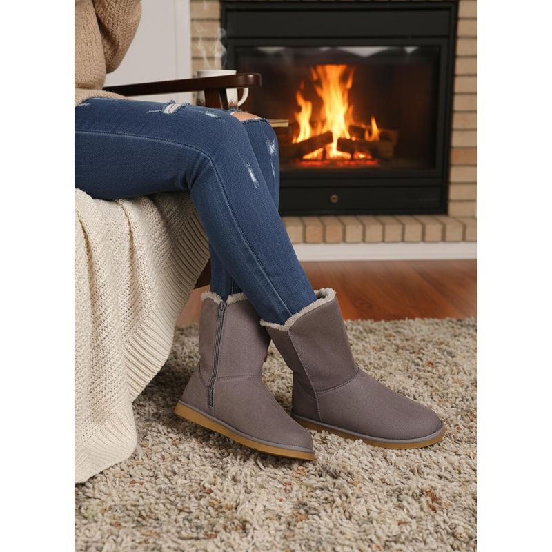 Carlton London Women Grey Ankle-High Cozy Casual Boots (EURO 39)