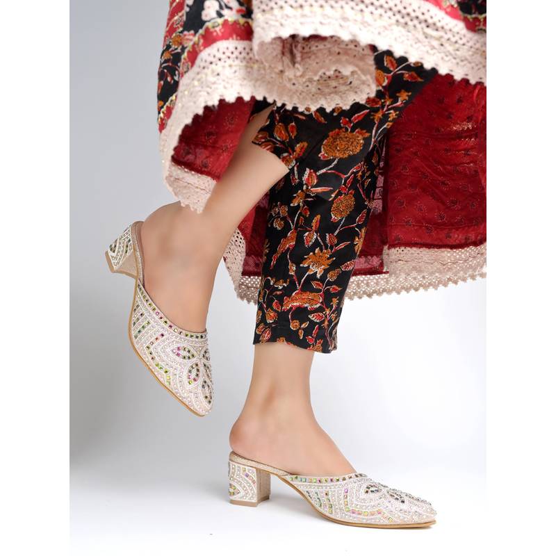 Shoetopia Glimmering Champagne Gold Mules (EURO 36)