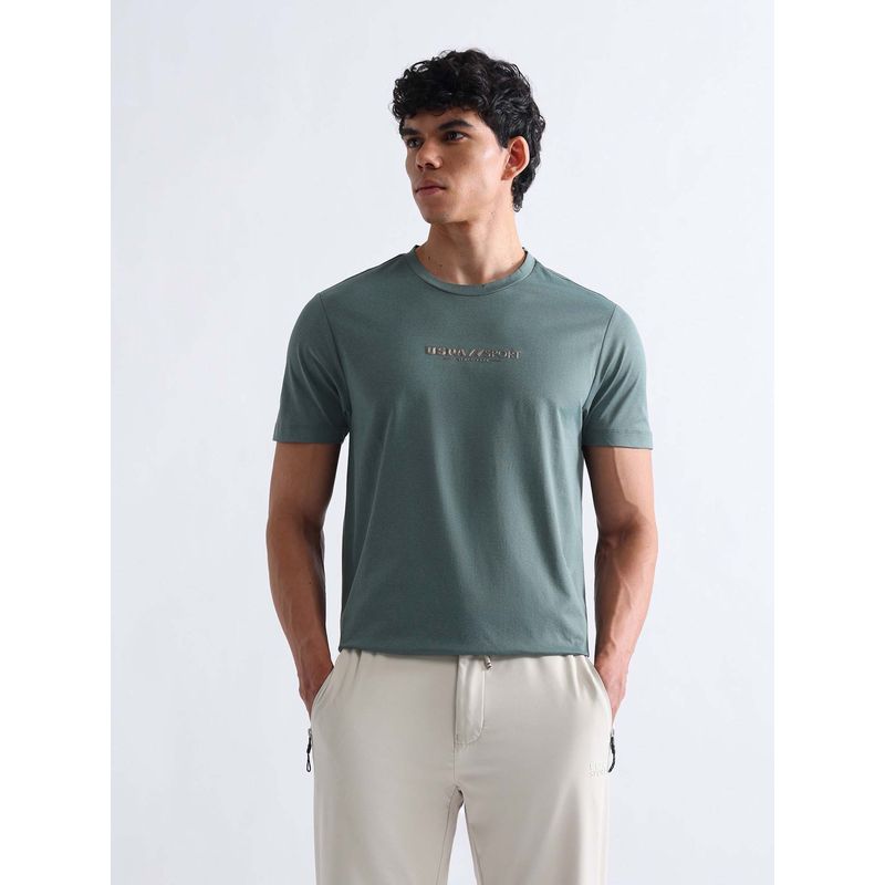 U.S. POLO ASSN. Green Men's Solid Slim Fit T-shirt (M)