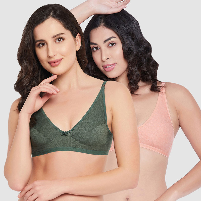 Clovia Pack of 2 Cotton Non-Padded Non-Wired Demi Cup Everyday Bra