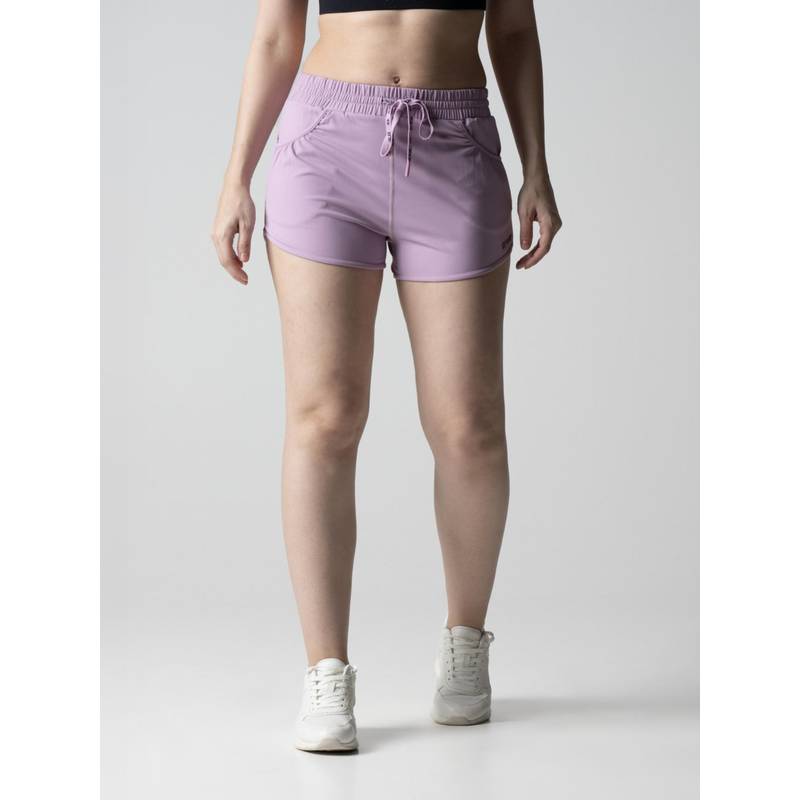 STRCH Lavender Solid Slim Fit Mid Rise Running Shorts (XL)