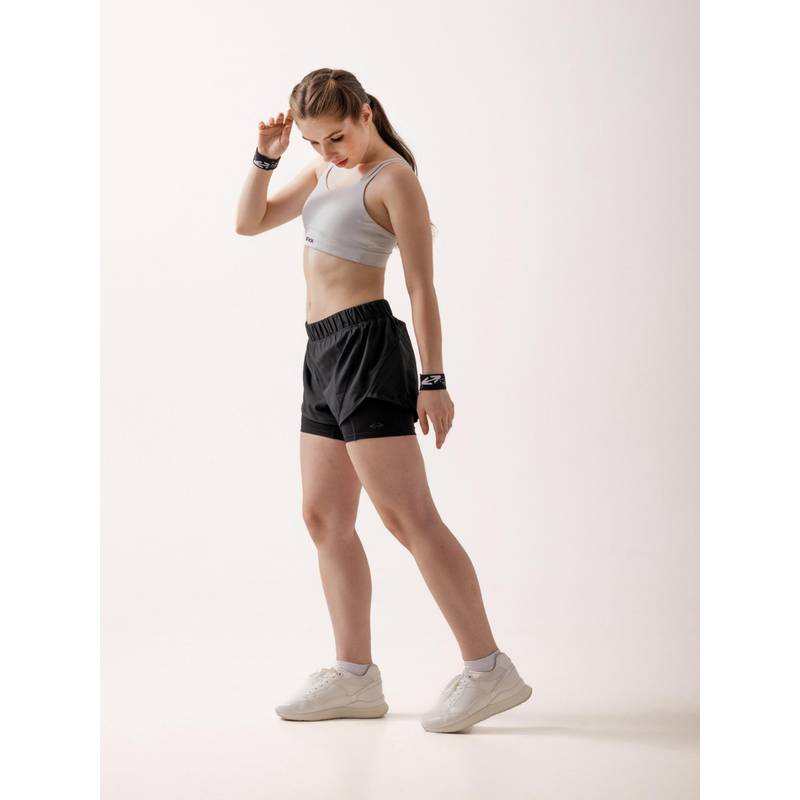 STRCH Black Solid Regular Fit High Rise Running Shorts (L)