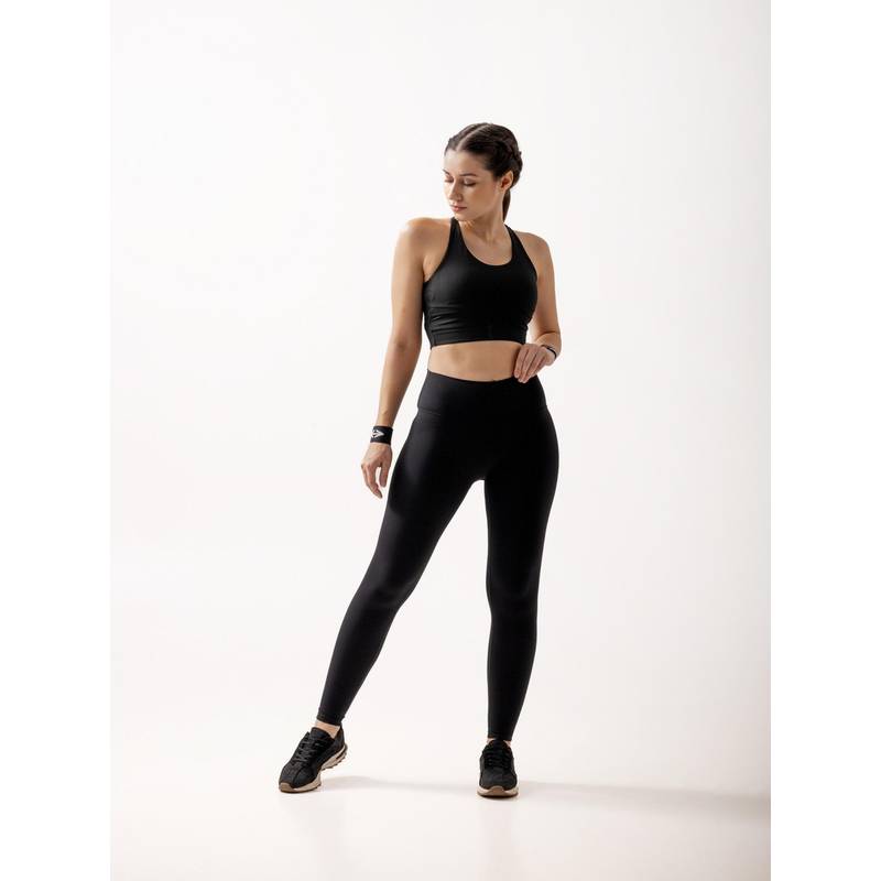 STRCH Everyday Training Black Printed High Rise Gym Leggings (L)