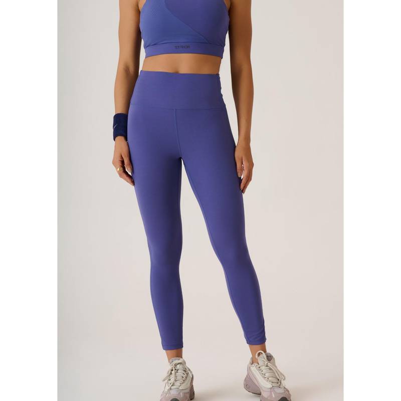 STRCH Skipper Blue Solid Slim Fit High Rise Ultimate Workout Leggings (L)