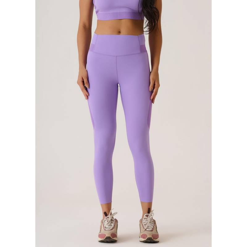 STRCH Very Peri Solid Slim Fit High Rise Bonded Anti Roll Waistband Workout Leggings (L)