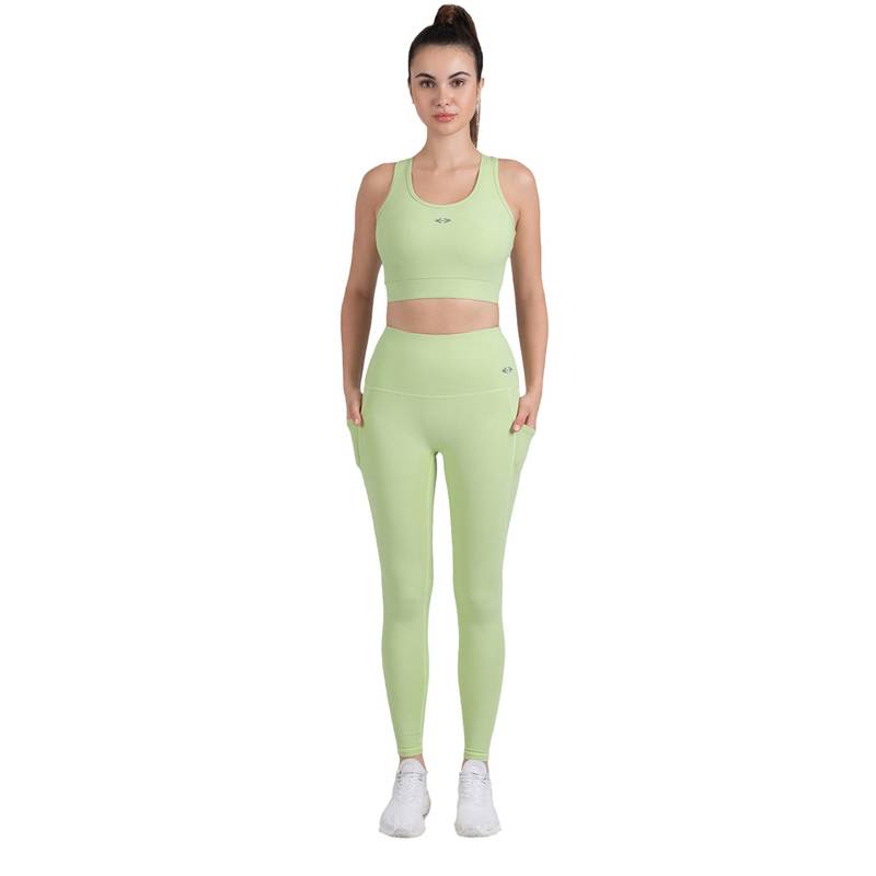 STRCH Green Solid Nylon High Rise Leggings (XS)