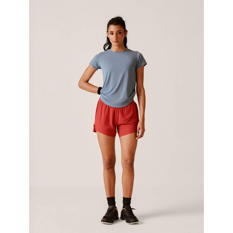 STRCH Red Solid Regular Fit High Rise Running Shorts (L)