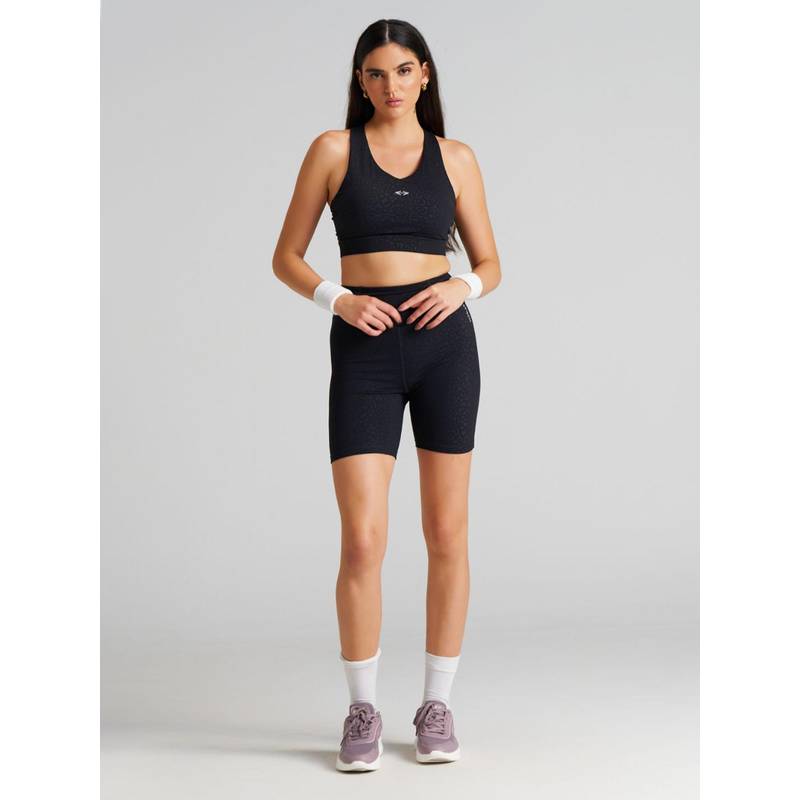 STRCH Jet Black Solid Slim Fit High Rise Shorts (S)