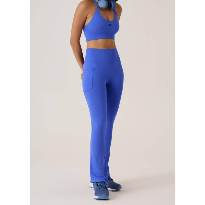 STRCH Periwinkle Solid High Rise Crisscross Bootcut Leggings (M)