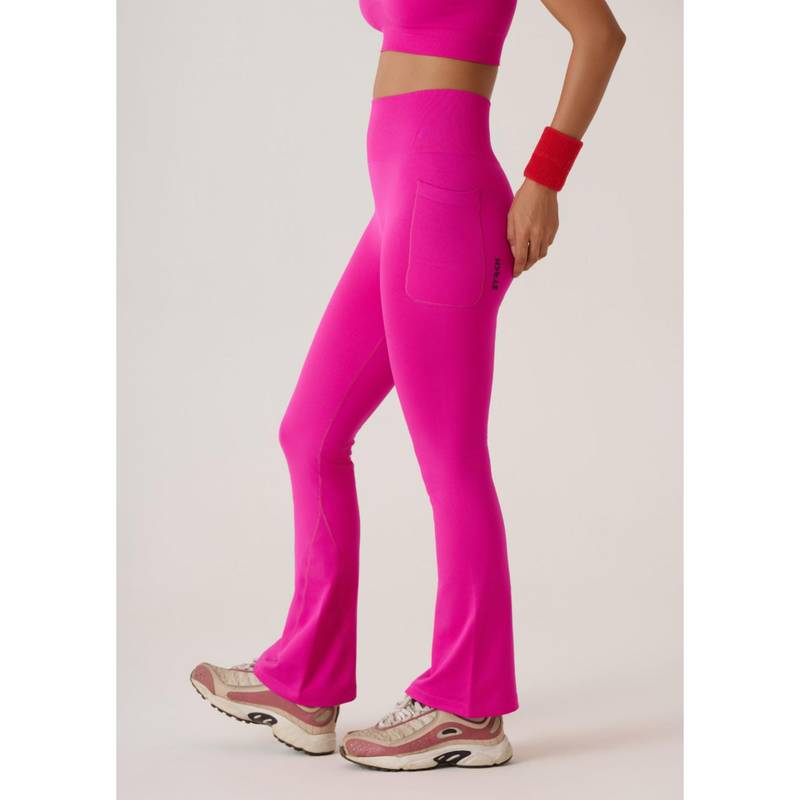 STRCH Hotpink Solid High Rise Crisscross Bootcut Leggings (L)