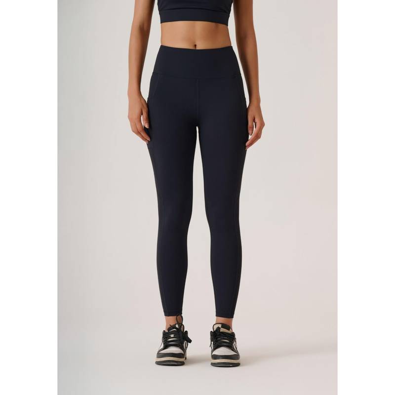 STRCH Black Solid Slim Fit High Rise Functional Core active Leggings (L)