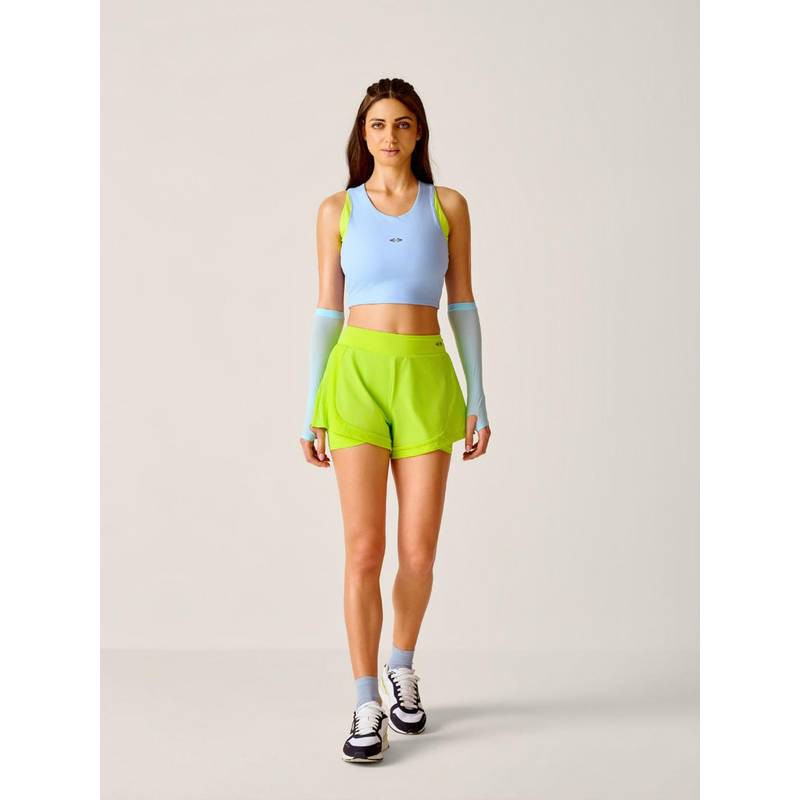 STRCH Neon Green Solid Regular Fit High Rise Running Shorts (2XL)