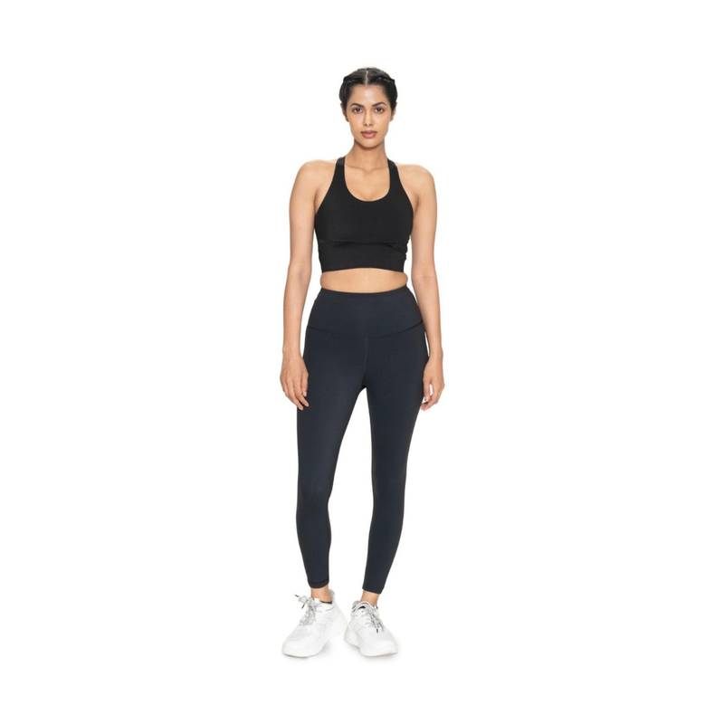 STRCH Black Printed High Rise Gym Mesh Leggings (XS)