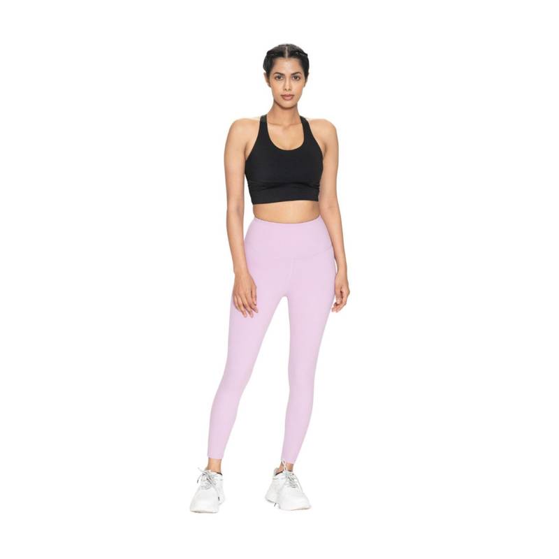 STRCH Lavender Printed High Rise Gym Mesh Leggings (L)