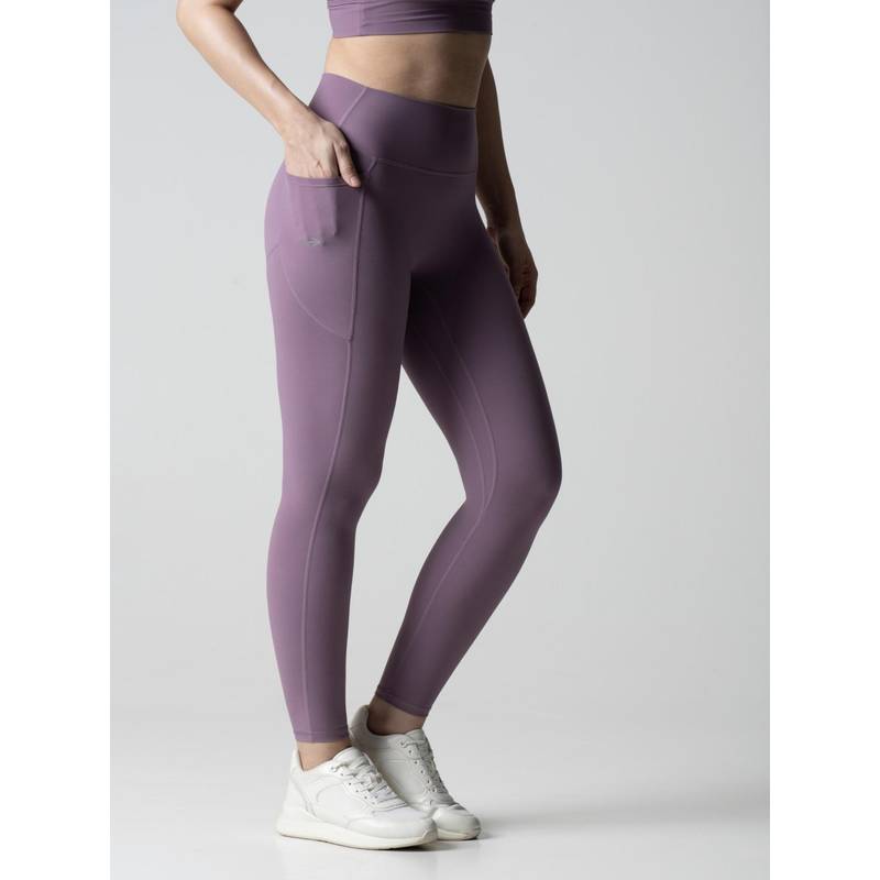 STRCH Lavender Solid Nylon High Rise Leggings (S)