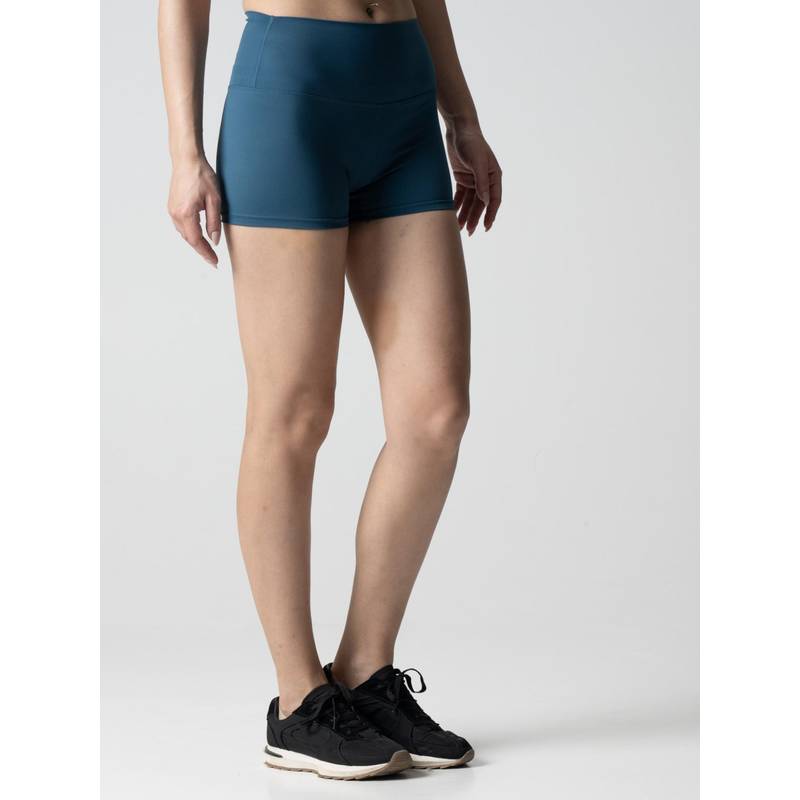 STRCH Blue Solid Regular Fit High Rise Running Shorts (L)