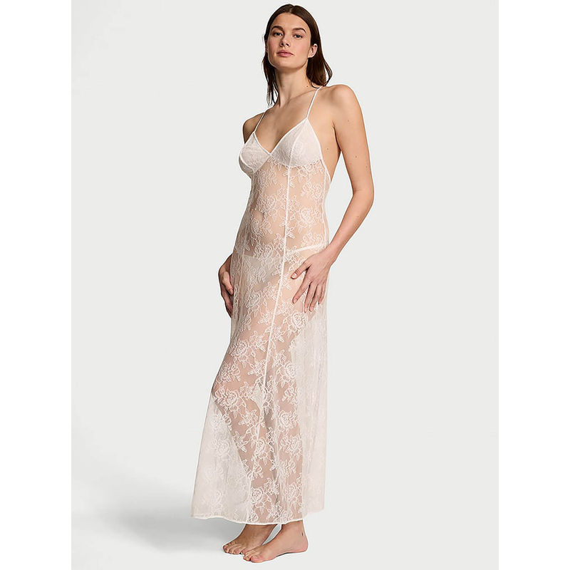 Victoria's Secret White Rose Lace Long Nightdress (XL)
