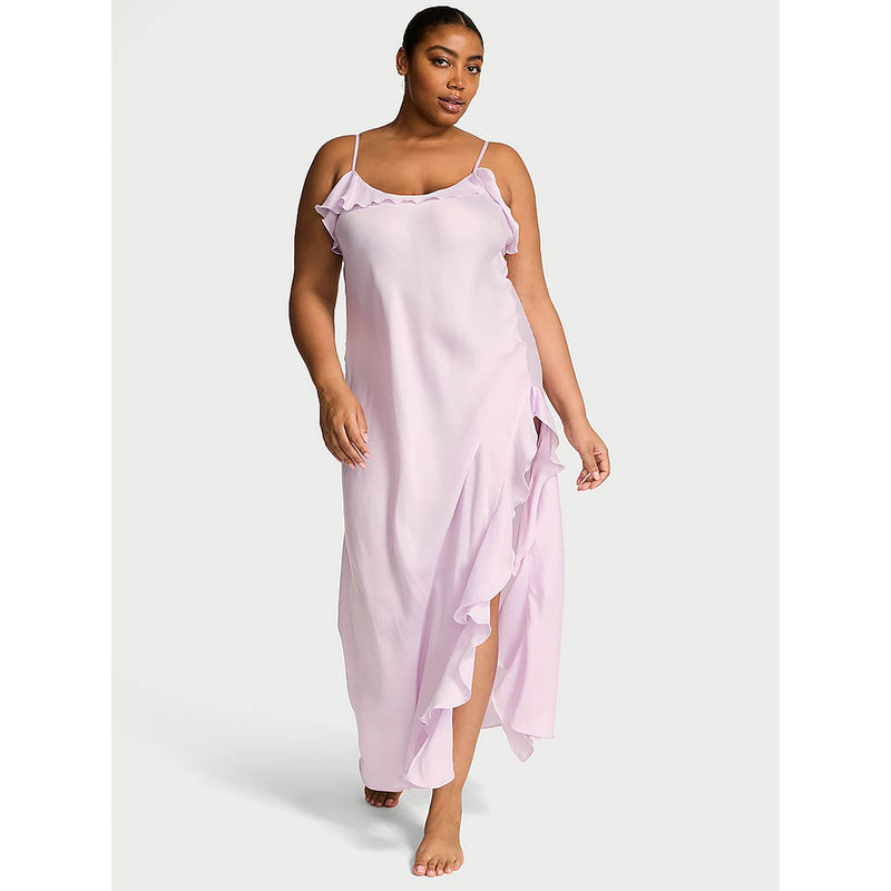 Victoria's Secret White Dream Angels Silky Flutter Ruffled Long Night Dress (S)