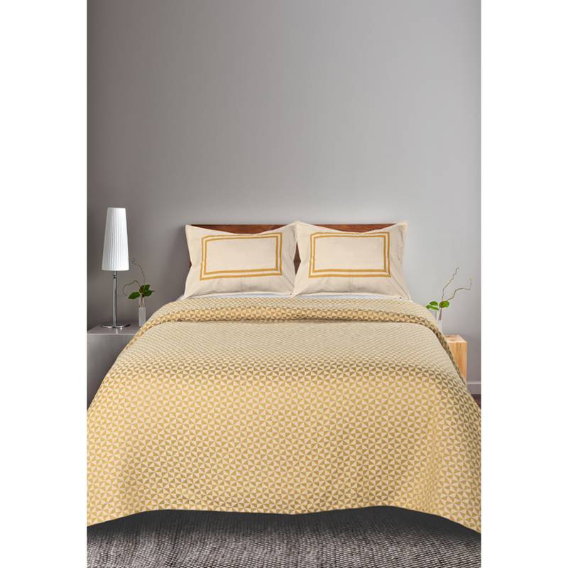 Saral Home Yellow Firki Queen Cotton Bedsheet Set (Queen)