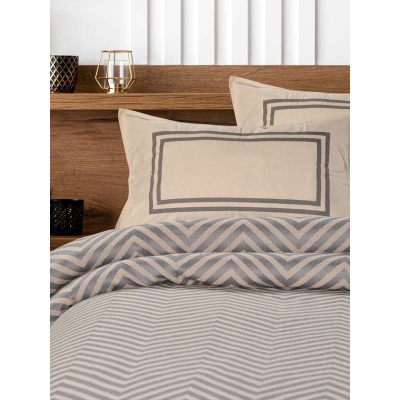Saral Home Grey Chevron Queen Cotton Bedsheet Set (Queen)