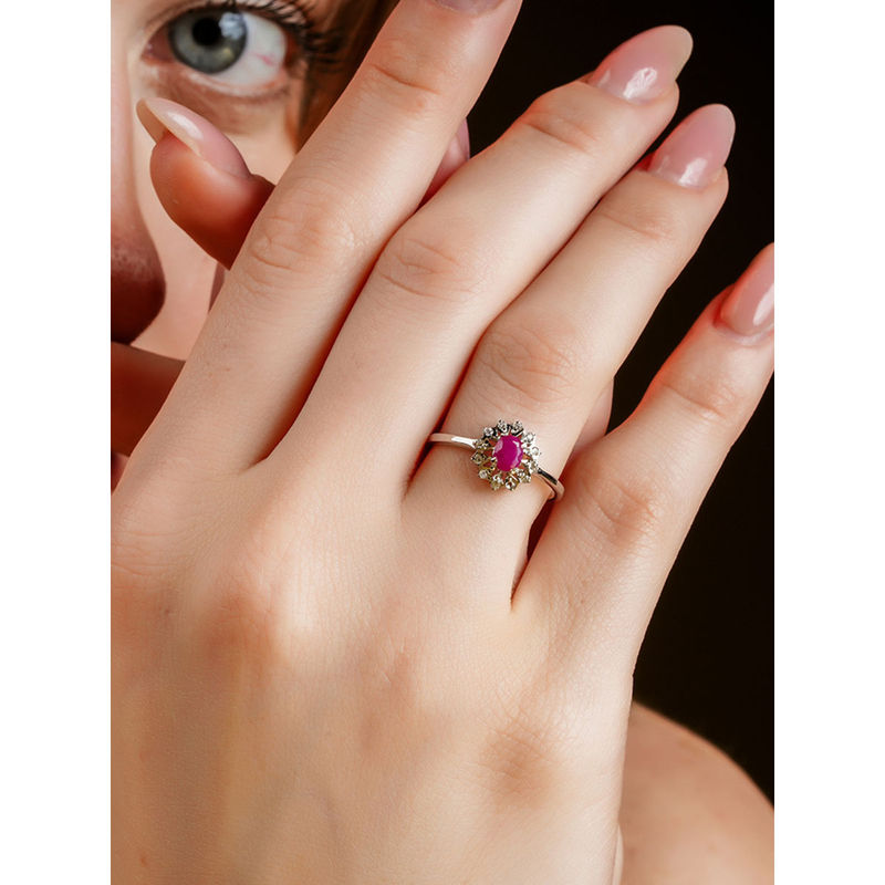 Soraya Luxe 925 Sterling Silver Natural Ruby Roselle Ring (US 8)