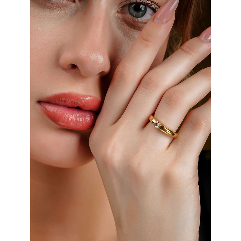 Soraya Luxe 925 Sterling Silver Majestic Gold Ring Band (US 8)