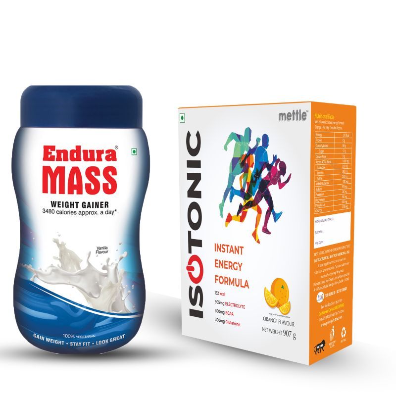 Buy Endura Mass Weight Gainer Vanilla Flavour With Mettle Isotonic