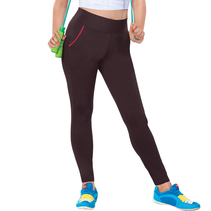 Dermawear Women's Activewear Workout Leggings With Pocket - Brown (M)