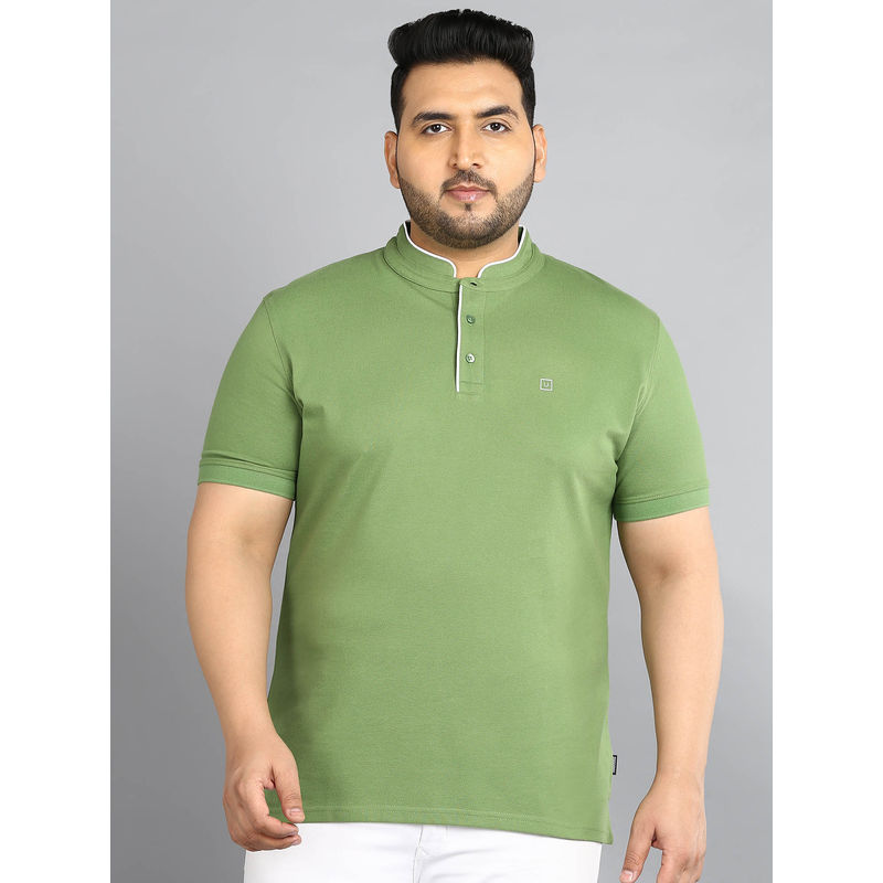 Urbano Plus Mens Green Solid Regular Fit Half Sleeve Cotton T-Shirt ...