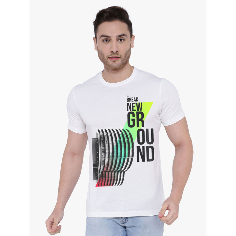 THREADCURRY Break Newground Creative Graphic Printed T-Shirt for Men (XL)