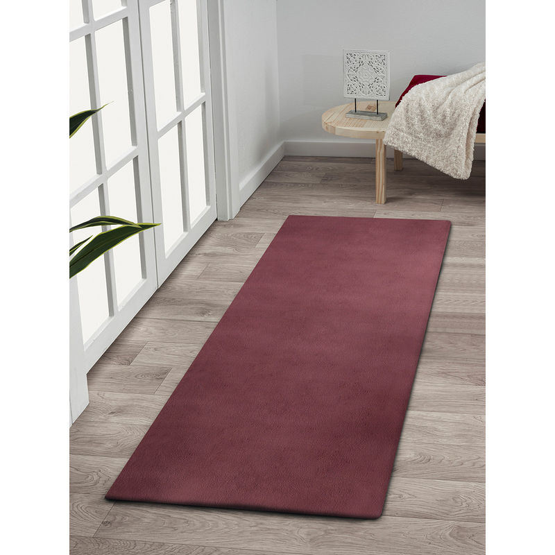 OBSESSIONS Soft Shaggy Polyester Bedside Runner Wine (2.5x5 Feet)