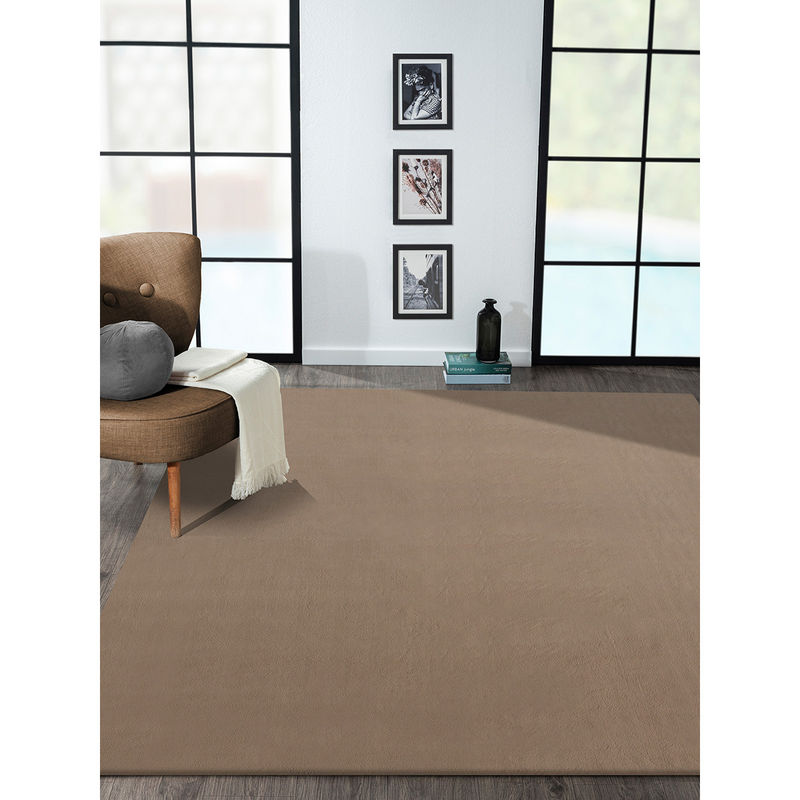 OBSESSIONS Polyester Soft Shaggy Solid Area Rug Dark Beige Buy