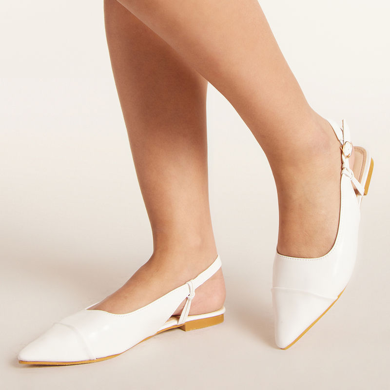 White pointed slingback flats outlet