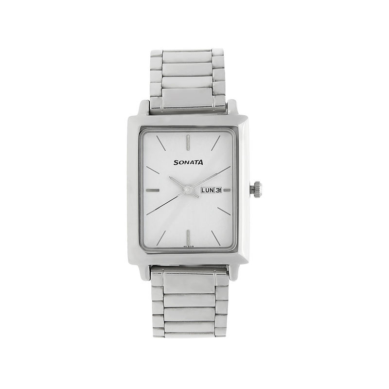 Buy Sonata NM7078SM05 White Dial Analog Watch For Men Online
