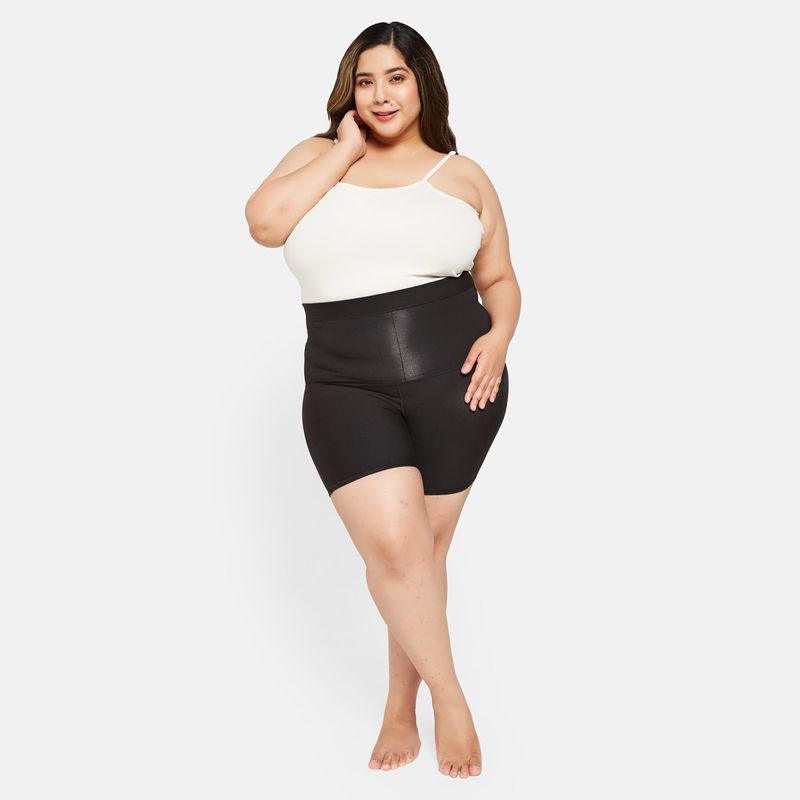 Secrets By ZeroKaata Plus Size Women Black-Colored High-Waist Tummy Shapewear (L)