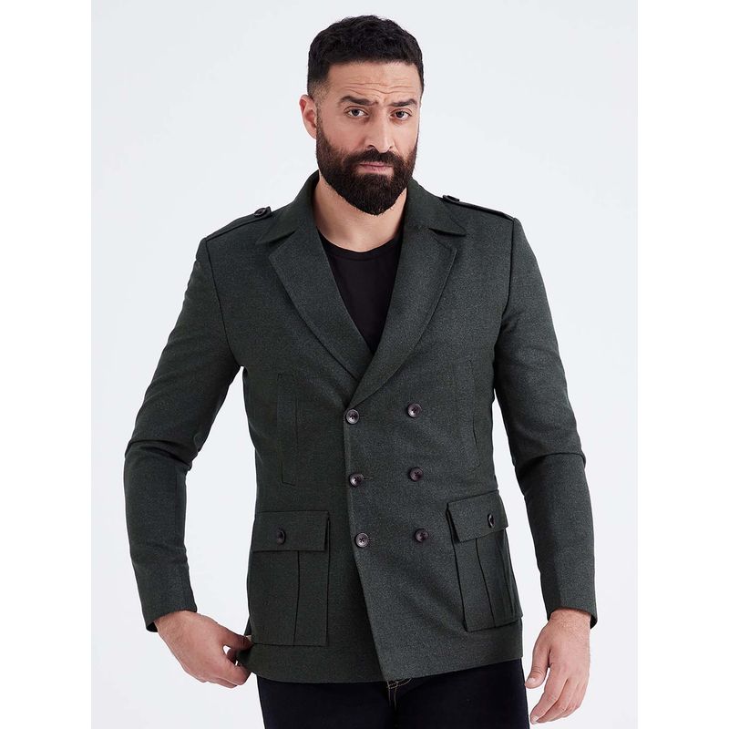 MR BUTTON Grey Double Breasted Casual Tweed Blazer (S)